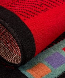 FAS All Area Rugs And Runners Southwest Black Red Ivory Low Pile Area Rugs