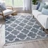 Well Woven Vera Navy Blue Grey | Moroccan Lattice High-Lo Textured | Area Rug
