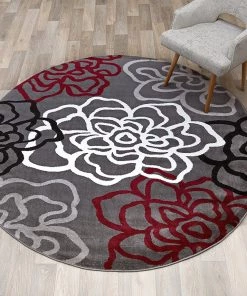 WRG Floral Gray/Grey Red White Area Rug All Area Rugs And Runners 19 WRG Floral Gray/Grey Red White Area Rug All Area Rugs And Runners