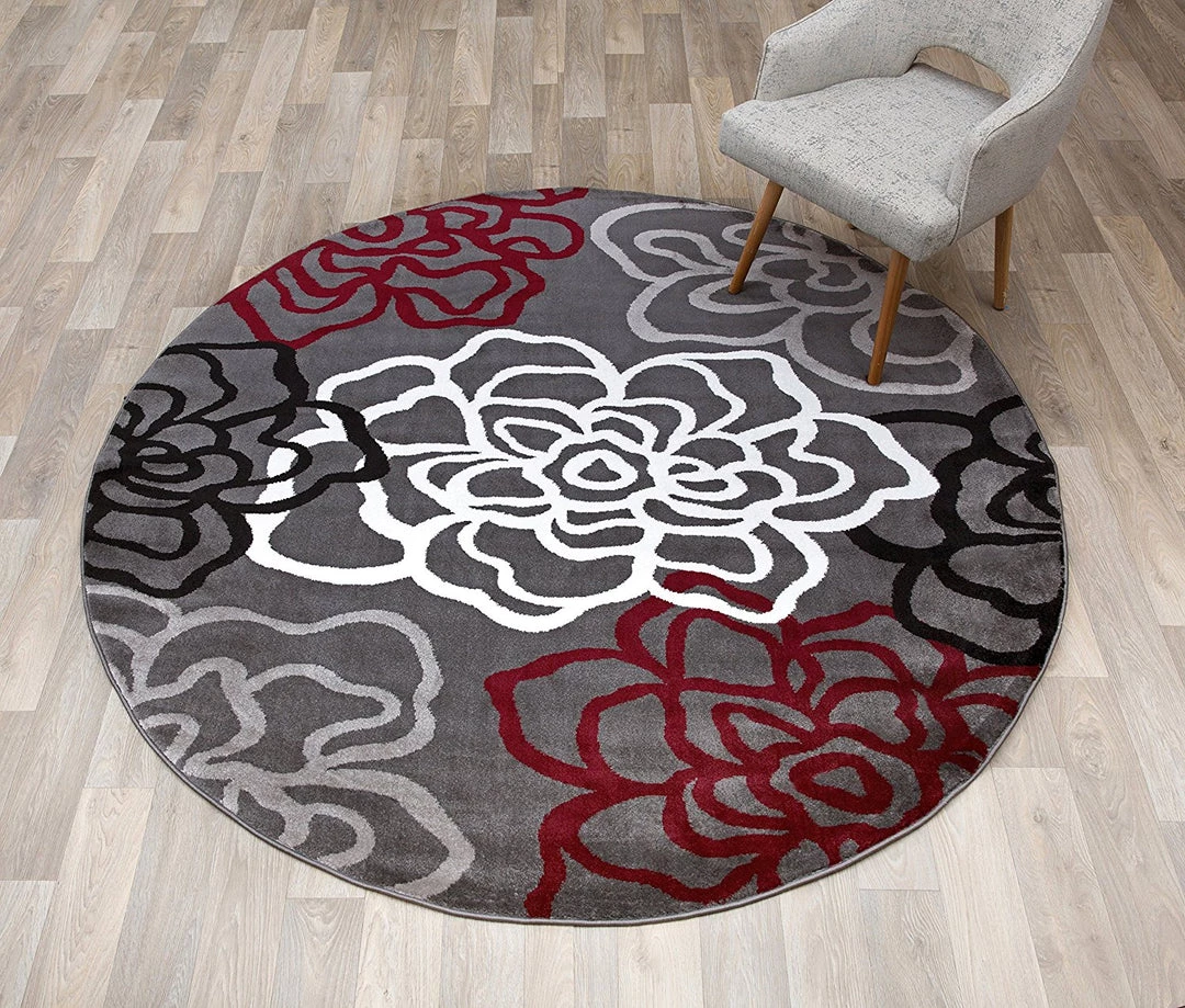 WRG Floral Gray/Grey Red White Area Rug All Area Rugs And Runners 10 WRG Floral Gray/Grey Red White Area Rug All Area Rugs And Runners