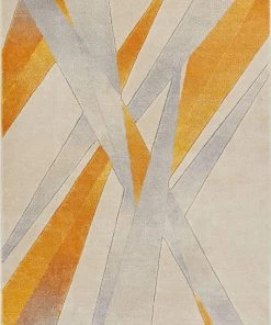 WW All Area Rugs And Runners Modern Geometric Orange Yellow Ivory Comfy Hand Carved Area Rugs