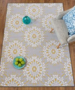 WRG Contemporary Circles Gray Yellow Area Rug Non-Slip (Non-Skid) All Area Rugs And Runners 6 WRG Contemporary Circles Gray Yellow Area Rug Non-Slip (Non-Skid) All Area Rugs And Runners