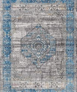 JONATHAN Anatolia Vintage Medallion Peacock Blue/Gray Soft Area Rug