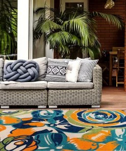 Modern Rugs And Decor Ravenna Multi Modern Large Floral Flowers Indoor/Outdoor Rug All Area Rugs And Runners