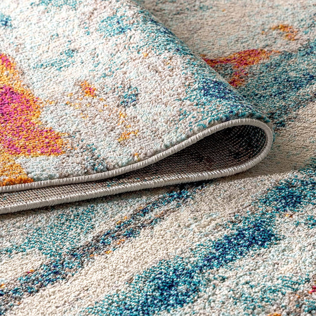 Jonathan All Area Rugs And Runners Contemporary Modern Abstract Brushstroke Cream/Blue Rug 8 Jonathan All Area Rugs And Runners Contemporary Modern Abstract Brushstroke Cream/Blue Rug