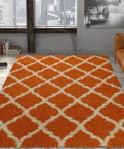WRG Orange Soft White Shag Area Rugs All Area Rugs And Runners