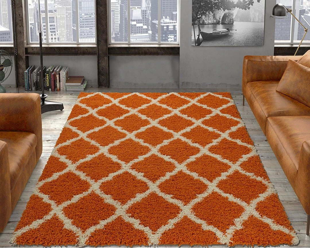 WRG Orange Soft White Shag Area Rugs All Area Rugs And Runners 1 WRG Orange Soft White Shag Area Rugs All Area Rugs And Runners