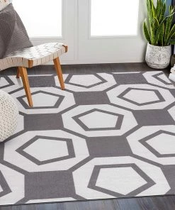 Modern Rugs And Decor Modern Geometric Grey Non-Slip Area Rug All Area Rugs And Runners