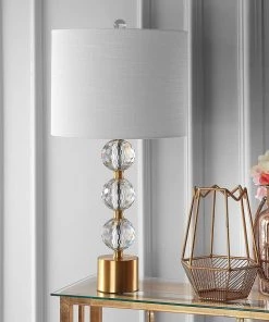 JONATHAN Lamps Ashley 25.25" Crystal LED Table Lamp Clear/Brass