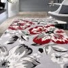 WRG All Area Rugs And Runners Gray/Grey Red White Floral Area Rugs