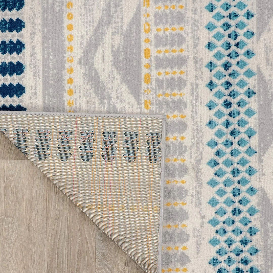 WRG All Area Rugs And Runners Contemporary Bohemian Blue Gray Ivory Area Rug 5 WRG All Area Rugs And Runners Contemporary Bohemian Blue Gray Ivory Area Rug