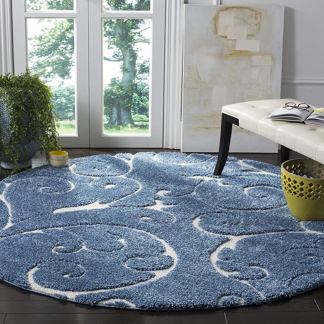 FAS Premium Swirl Thick Plush Light Blue/cream Area Shag Rug 8 FAS Premium Swirl Thick Plush Light Blue/cream Area Shag Rug