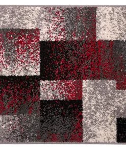 Modern Distressed Boxes All Area Rugs And Runners Geometric Red Gray Box Pattern Area Rugs