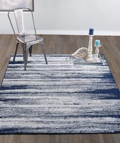 DD Stripes Design Navy/Teal/Beige Area Rugs All Area Rugs And Runners