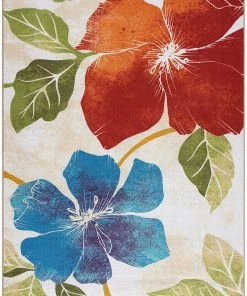 Camilson Floral Soft Area Rug - Non Slip Large Flower Carpet For Indoor