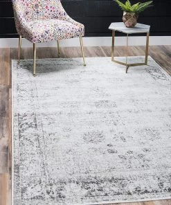 UL Vintage Distressed Bordered Gray Area Rugs All Area Rugs And Runners
