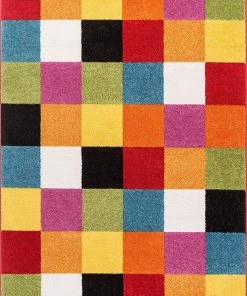 WW Geometric Squares Bright Multi-color Area Rugs