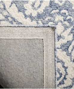 Modern Rugs And Decor All Area Rugs And Runners Damask Handmade Premium Wool Area Rug, Blue / Ivory