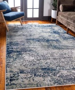 Unique Loom All Area Rugs And Runners Mystic Collection Abstract Vintage Navy Blue Area Rug