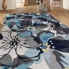 WRG All Area Rugs And Runners Blue Gray Ivory Floral Area Rug Non Slip/ No Skid - Low Pile
