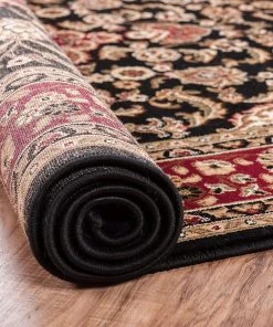 Ww Kashan Medallion Black Traditional Soft Area Rug All Area Rugs And Runners