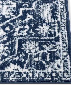 Well Woven All Area Rugs And Runners Dazzle DISA Vintage Medallion Dark Blue Soft Area Rug