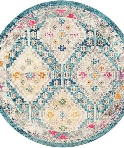 Modern Rugs And Decor Boho Diamond Distressed Area Rug, Dark Blue/Yellow All Area Rugs And Runners