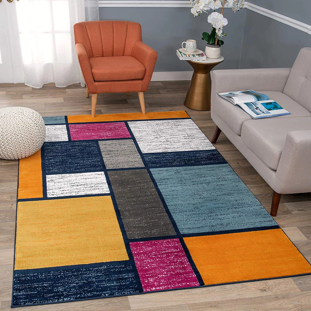 WRG Box Pattern Multi-color Soft Area Rug 1 WRG Box Pattern Multi-color Soft Area Rug