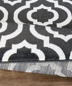 DD All Area Rugs And Runners Trellis Design Charcoal Gray/Ivory Area Rugs