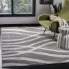 Modern Rugs And Decor Safavieh Adirondack Collection ADR125R Modern Wave Distressed Non-Shedding Stain Resistant Living Room Bedroom Area Rug, 8' X 10', Charcoal / Ivory