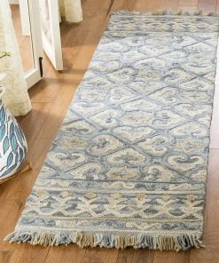 Safavieh All Area Rugs And Runners Blossom Collection BLM420A Handmade Fringe Premium Wool Area Rug, Light Beige / Blue 17 Safavieh All Area Rugs And Runners Blossom Collection BLM420A Handmade Fringe Premium Wool Area Rug, Light Beige / Blue
