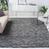 FAS All Area Rugs And Runners Premium Swirl Thick Plush Grey Area Shag Rug