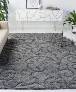 FAS All Area Rugs And Runners Premium Swirl Thick Plush Grey Area Shag Rug
