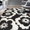 WRG All Area Rugs And Runners Floral Dark Gray Ivory Soft Shag Area Rug