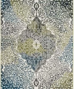 DD Floral Medallion Ivory Peacock Blue Area Rugs All Area Rugs And Runners