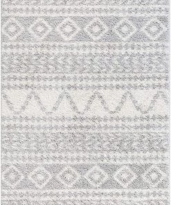 Modern Rugs And Decor Tribal Diamond Stripes Grey Soft Shag Area Rug All Area Rugs And Runners