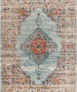 JONATHAN Cadiz Vintage Medallion Coral/Turquoise Soft Area Rug