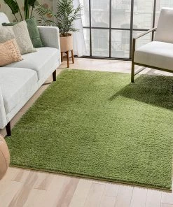 Well Woven Ciel Green Ultra-Soft Multi-Textured Shimmer Pile Area Rug