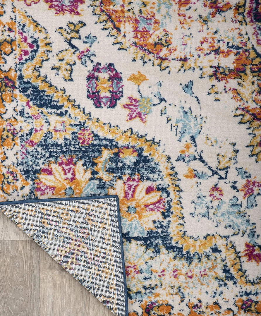 WRG Vintage Distressed Medallion Soft Multi-color Area Rug 7 WRG Vintage Distressed Medallion Soft Multi-color Area Rug