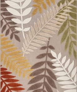 Dorado Mariah Modern Beige Floral High Traffic Stain Resistant Indoor Outdoor Area Rug
