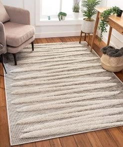 All Area Rugs And Runners Bergen Beige Flat-Weave Hi-Low Pile Stripes Moroccan Tribal Area Rug