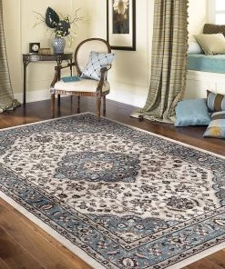 WRG Traditional Blue Medallion Floral Area Rug
