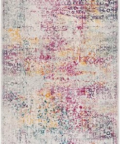 Modern Rugs And Decor Oriental Shabby Chic Vintage Distressed Area Rug, Ivory/Fuchsia All Area Rugs And Runners