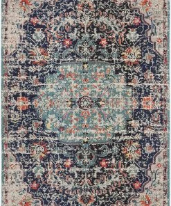 Safavieh All Area Rugs And Runners Madison Collection Boho Chic Medallion Distress Area Rug Black / Teal