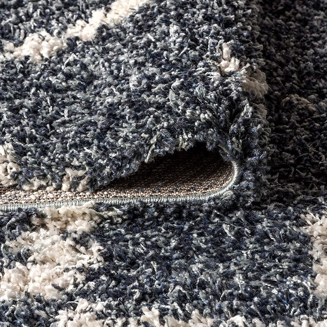 Jonathan All Area Rugs And Runners Mercer Plush Tassel Moroccan Tribal Geometric Trellis Denim Blue/Cream Shag Area Rug 8 Jonathan All Area Rugs And Runners Mercer Plush Tassel Moroccan Tribal Geometric Trellis Denim Blue/Cream Shag Area Rug