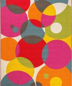 WRG All Area Rugs And Runners Vibrant Circle Area Rug Non-Slip/ No Skid 11 WRG All Area Rugs And Runners Vibrant Circle Area Rug Non-Slip/ No Skid