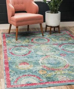 Unique Loom Baracoa Collection Bright Tones Vintage Traditional Turquoise Runner Area Rug All Area Rugs And Runners