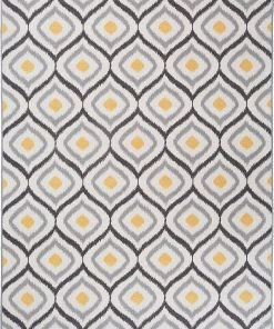 WRG Moroccan Design Gray Yellow Non-Skid Low Pile Area Rug