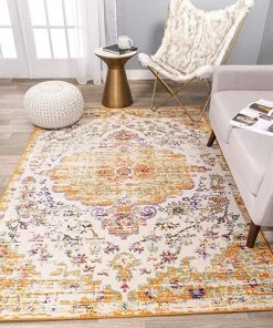 WRG Vintage Medallion Floral Ivory Orange Soft Area Rug All Area Rugs And Runners