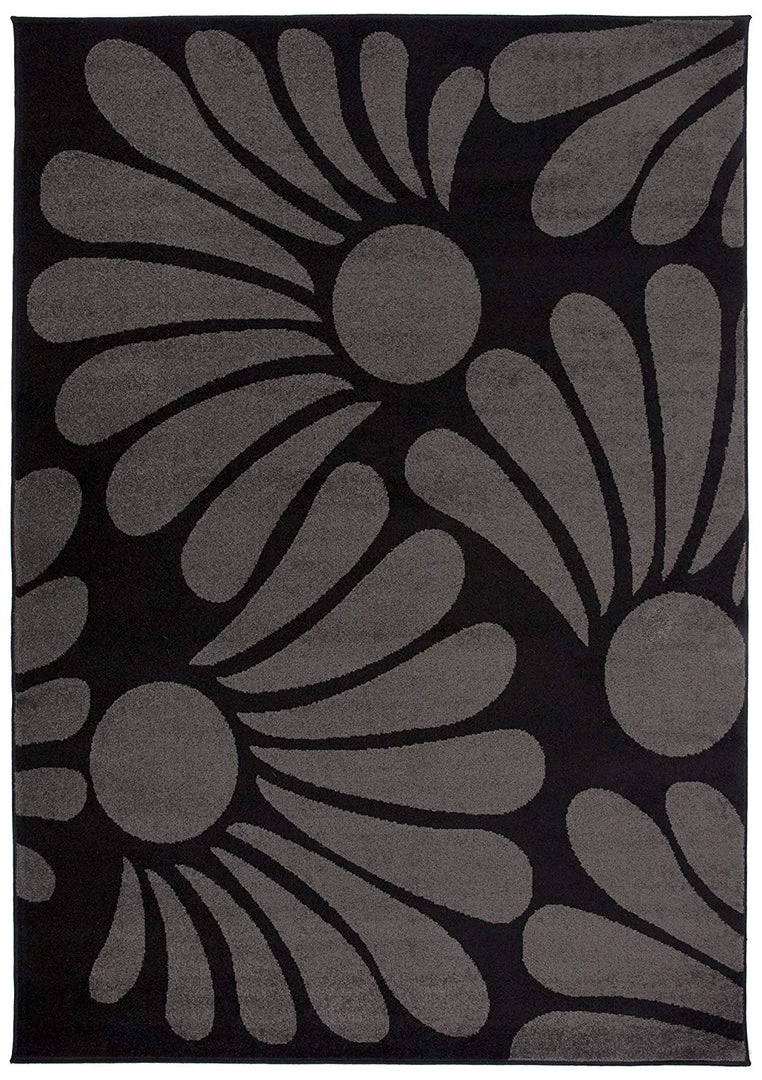 WRG Floral Black Gray Area Rug 2 WRG Floral Black Gray Area Rug